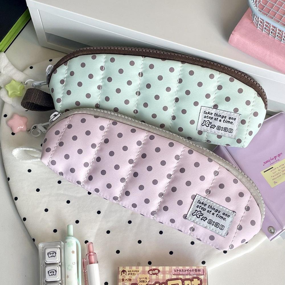Эстетичный пенал в горошек, по – обзор и цена Aesthetic Large Pencil Case Pouch